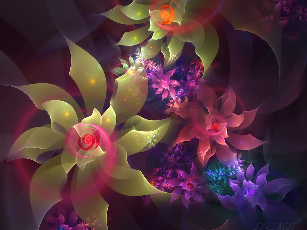 3D Wallpaper Abstract Flower Dream #12 - 1024x768