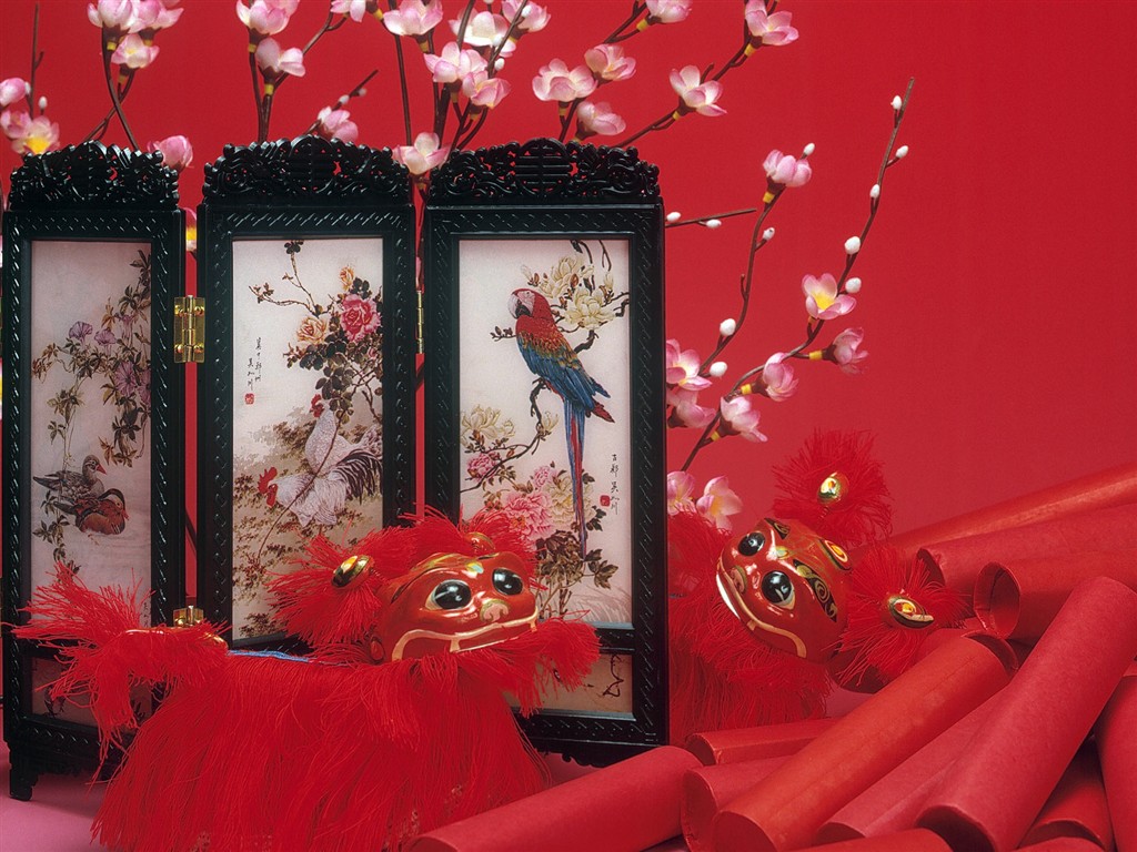 중국 바람 축제 붉은 벽지 #8 - 1024x768
