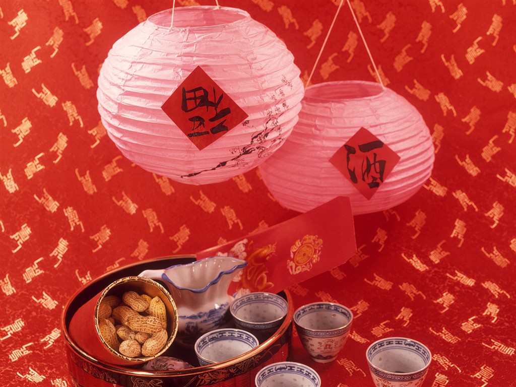 中国風お祭り赤壁紙 #47 - 1024x768