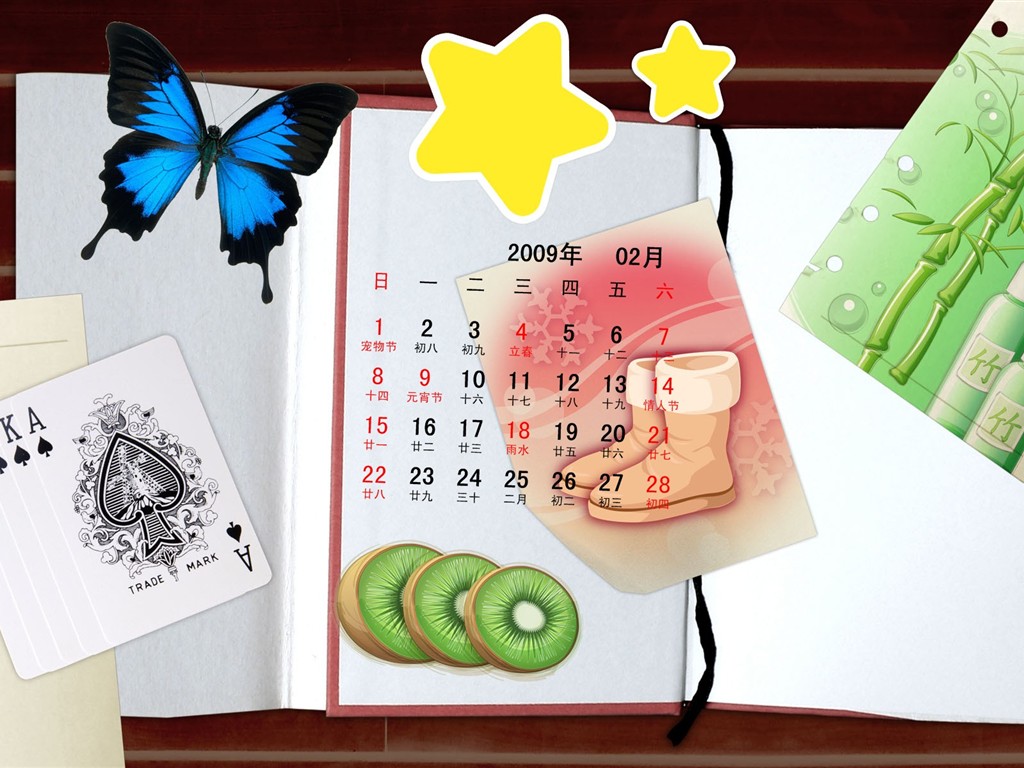 Paperart 09 Jahre im Februar Kalender Wallpaper #6 - 1024x768