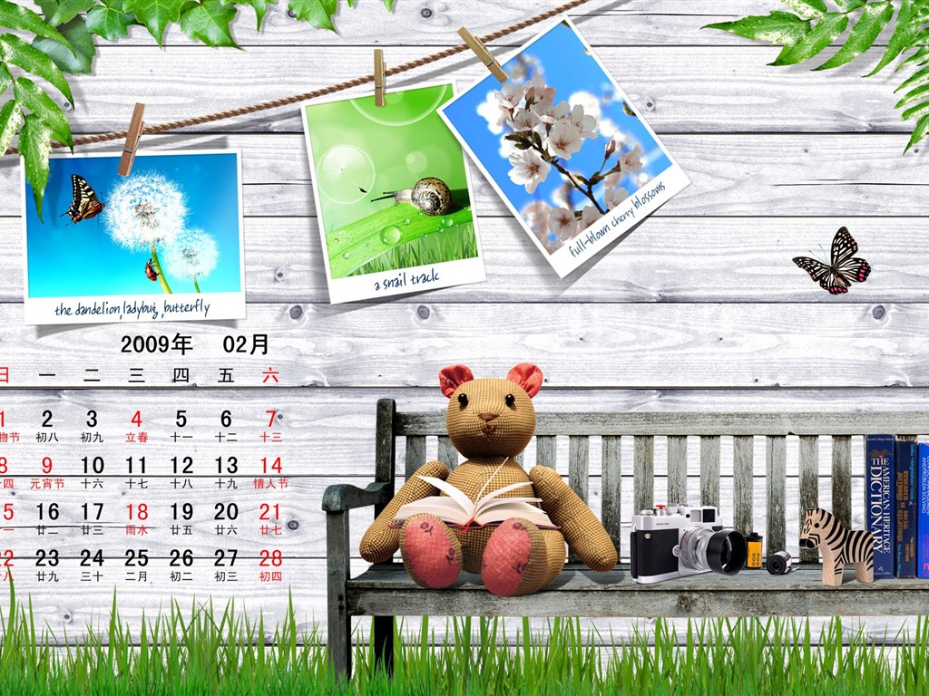 Paperart 09 Jahre im Februar Kalender Wallpaper #11 - 1024x768