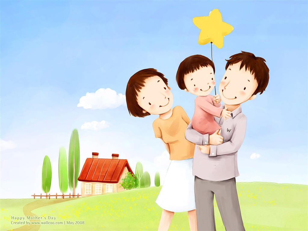 母亲节主题韩国插画壁纸2 - 1024x768