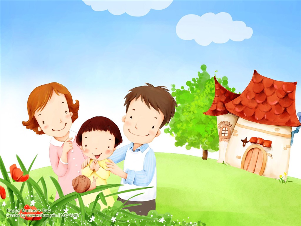 母亲节主题韩国插画壁纸14 - 1024x768