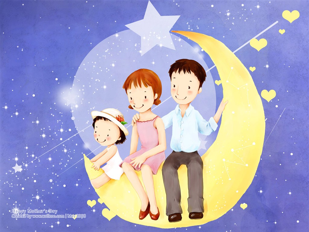母亲节主题韩国插画壁纸16 - 1024x768
