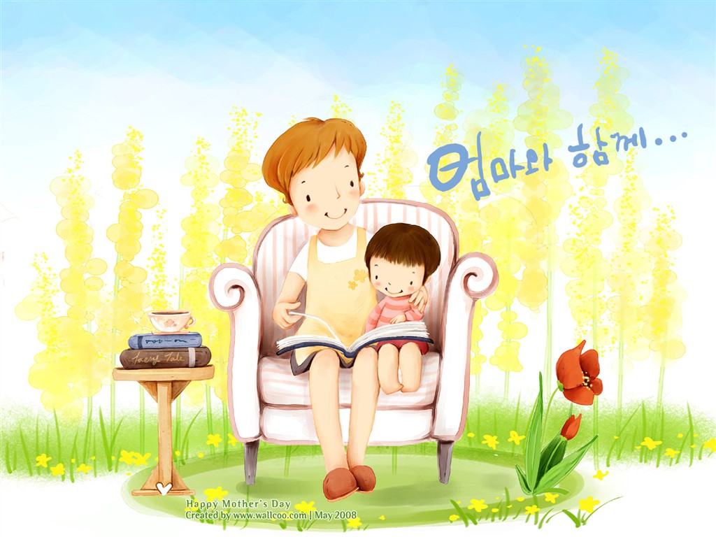 母亲节主题韩国插画壁纸18 - 1024x768