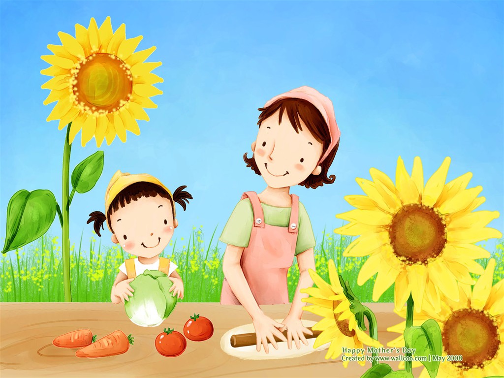 母亲节主题韩国插画壁纸20 - 1024x768