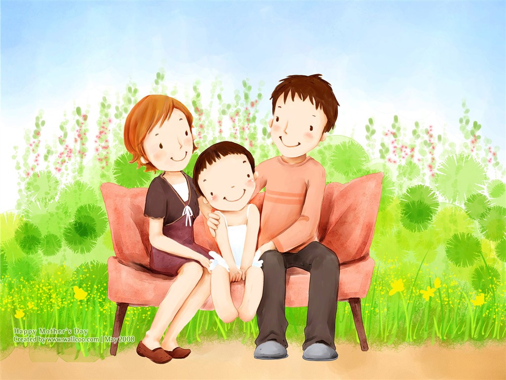 母亲节主题韩国插画壁纸21 - 1024x768
