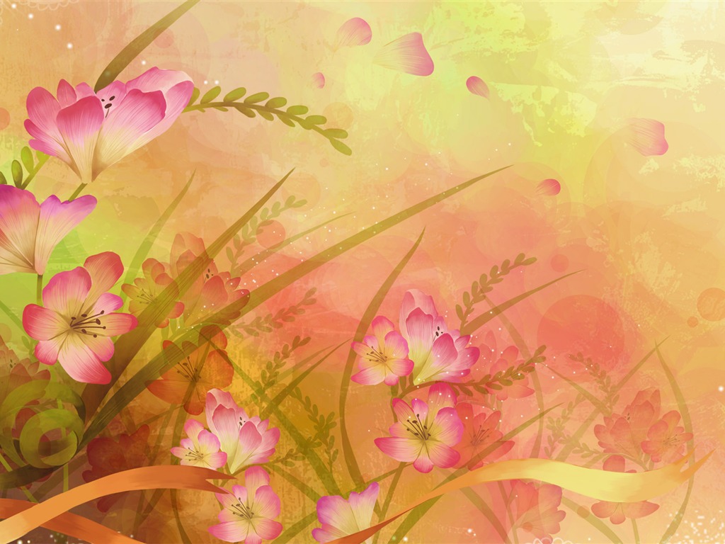 바탕 화면 합성 다채로운 꽃 #40 - 1024x768