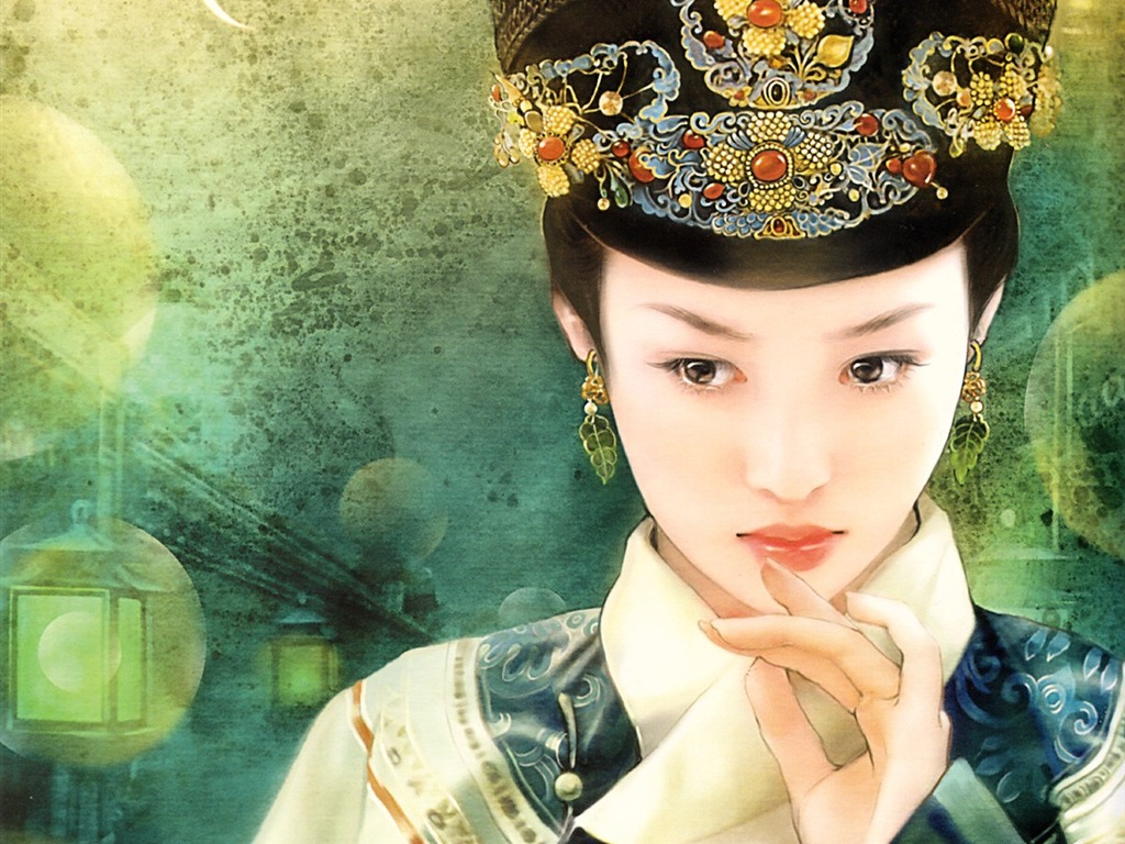 Fondos de la Dinastía Qing Pintura de la Mujer #1 - 1024x768