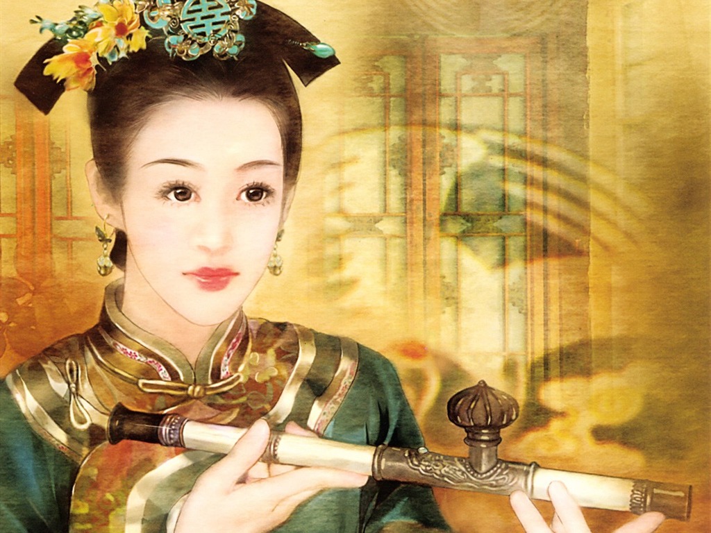 清朝女子绘画壁纸9 - 1024x768