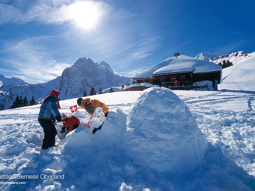 瑞士冬季旅游景点壁纸2 - 1024x768