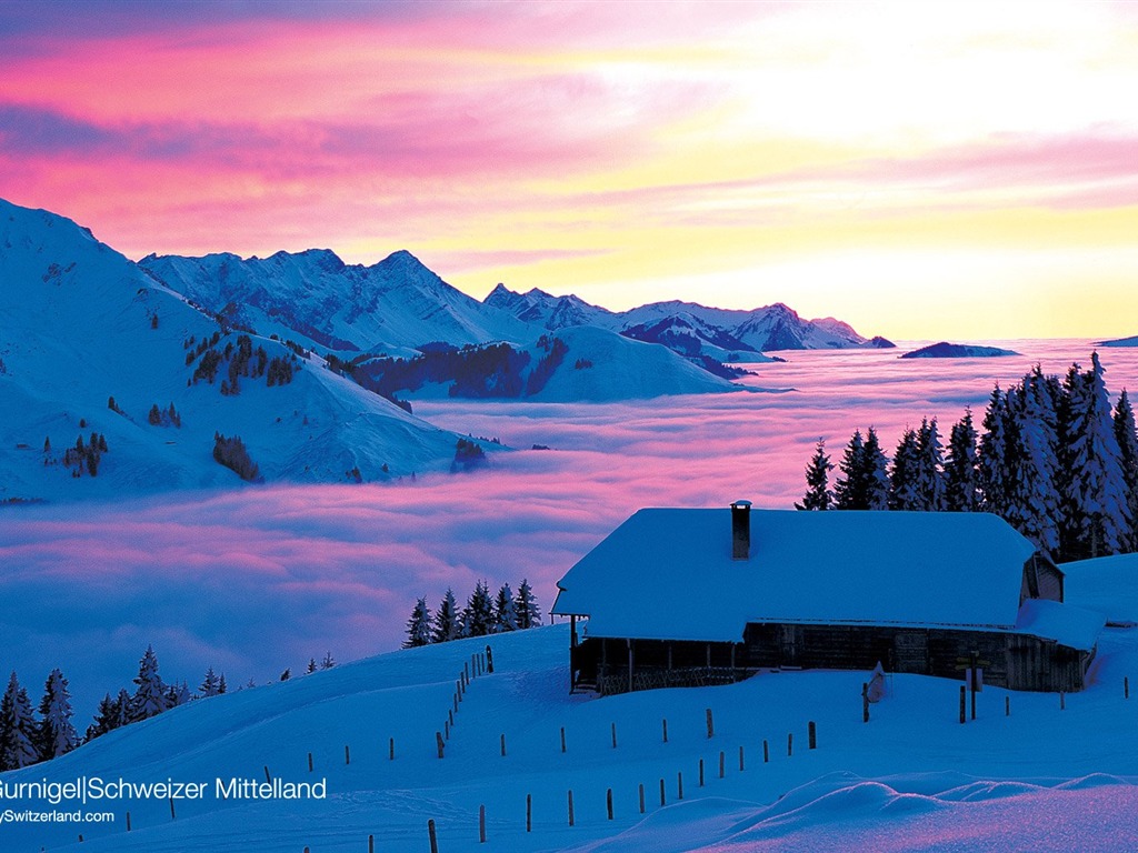 瑞士冬季旅遊景點壁紙 #7 - 1024x768
