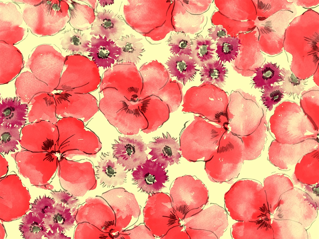 Fondos de pantalla de tinta exquisita flor #18 - 1024x768