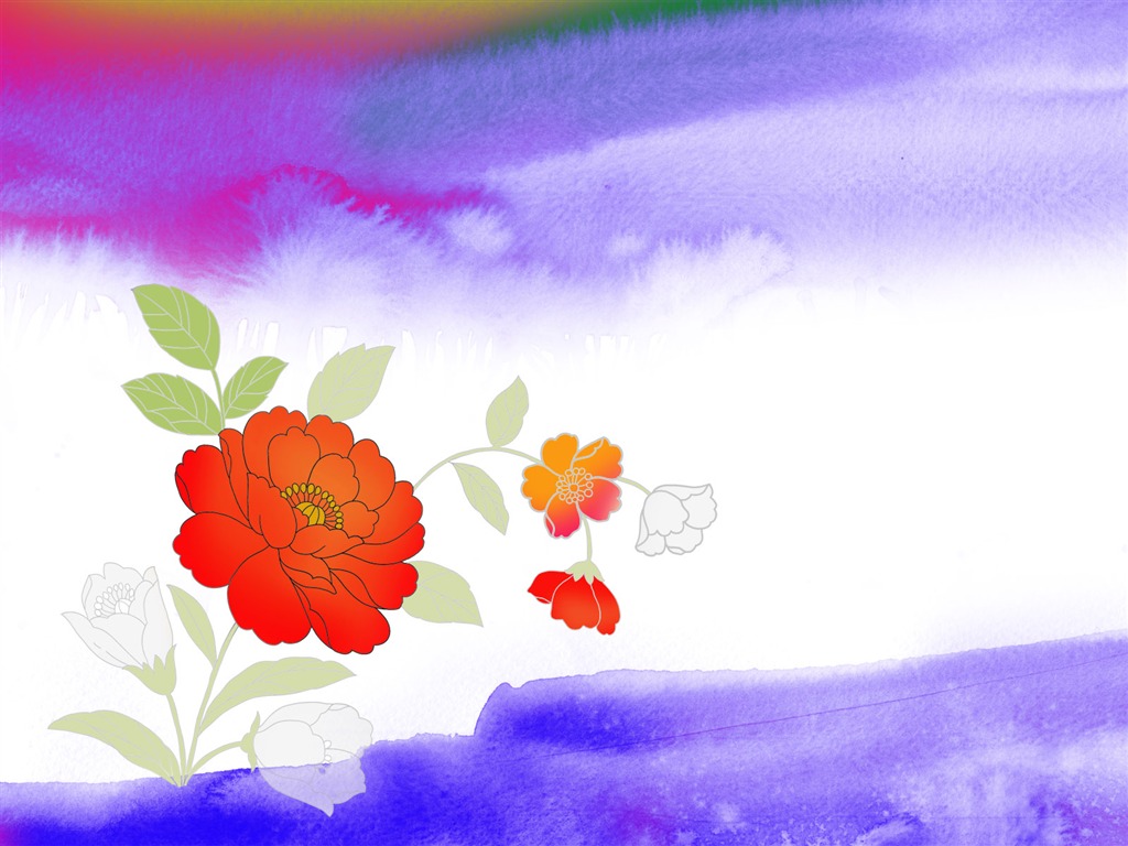 Fondos de pantalla de tinta exquisita flor #23 - 1024x768