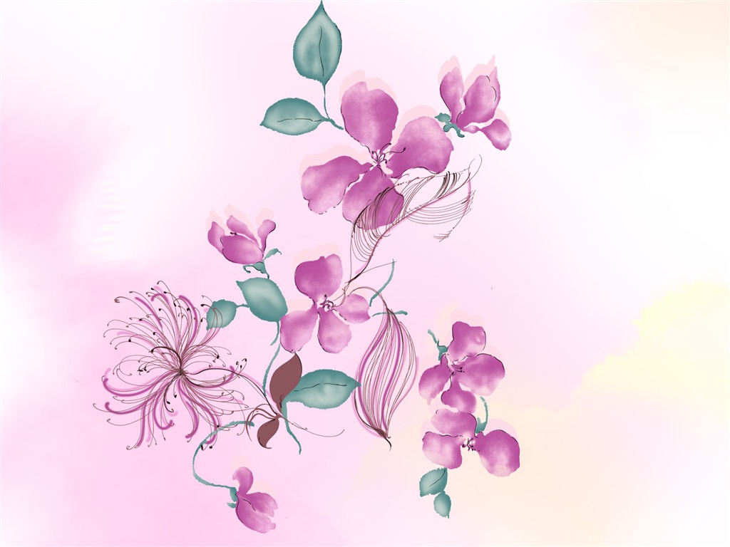 Fondos de pantalla de tinta exquisita flor #26 - 1024x768