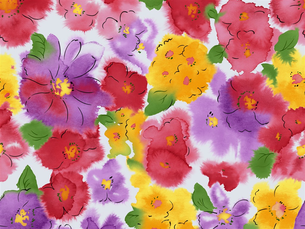 Fondos de pantalla de tinta exquisita flor #32 - 1024x768