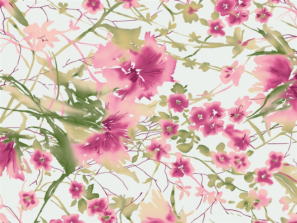 Fondos de pantalla de tinta exquisita flor #36 - 1024x768