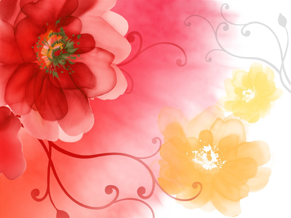 Fondos de pantalla de tinta exquisita flor #38 - 1024x768
