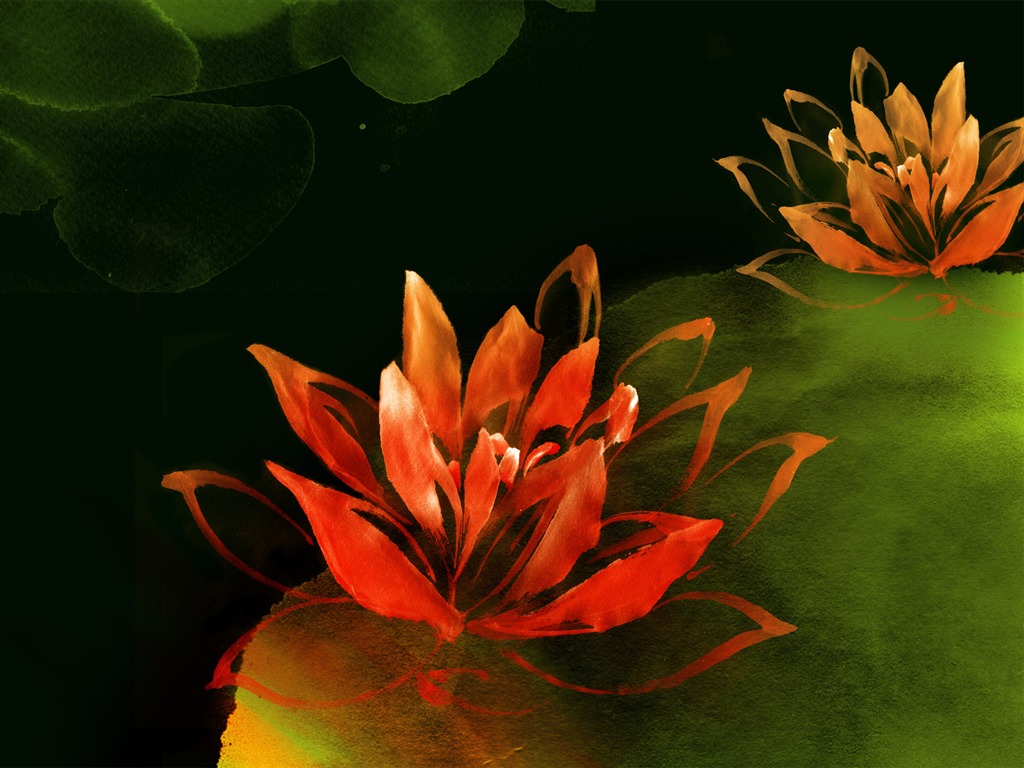 Fondos de pantalla de tinta exquisita flor #40 - 1024x768