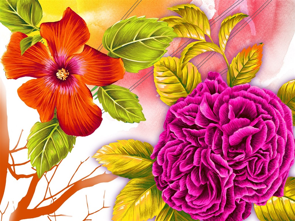 Blumentapete Illustration Design #1 - 1024x768