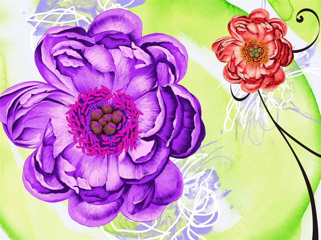 Floral wallpaper illustration design #4 - 1024x768