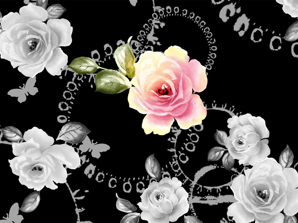 Floral wallpaper illustration design #6 - 1024x768