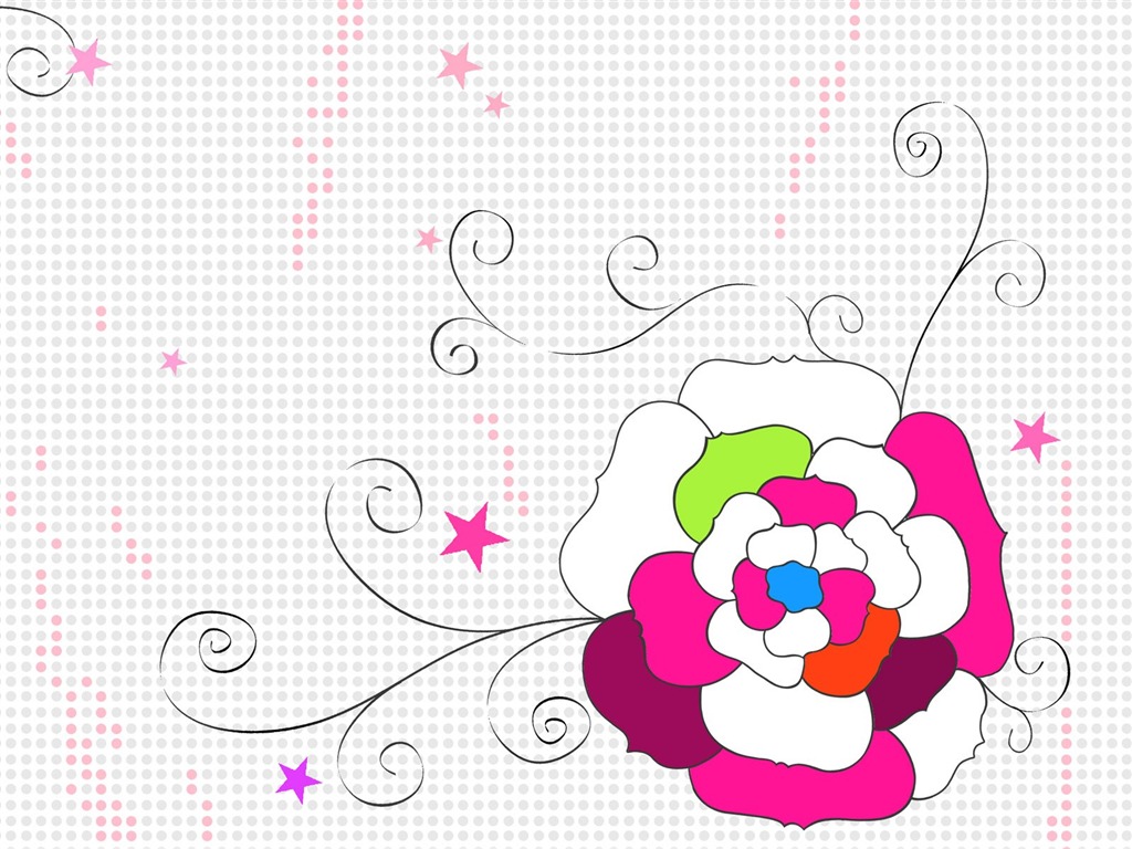 花卉图案插画设计壁纸13 - 1024x768