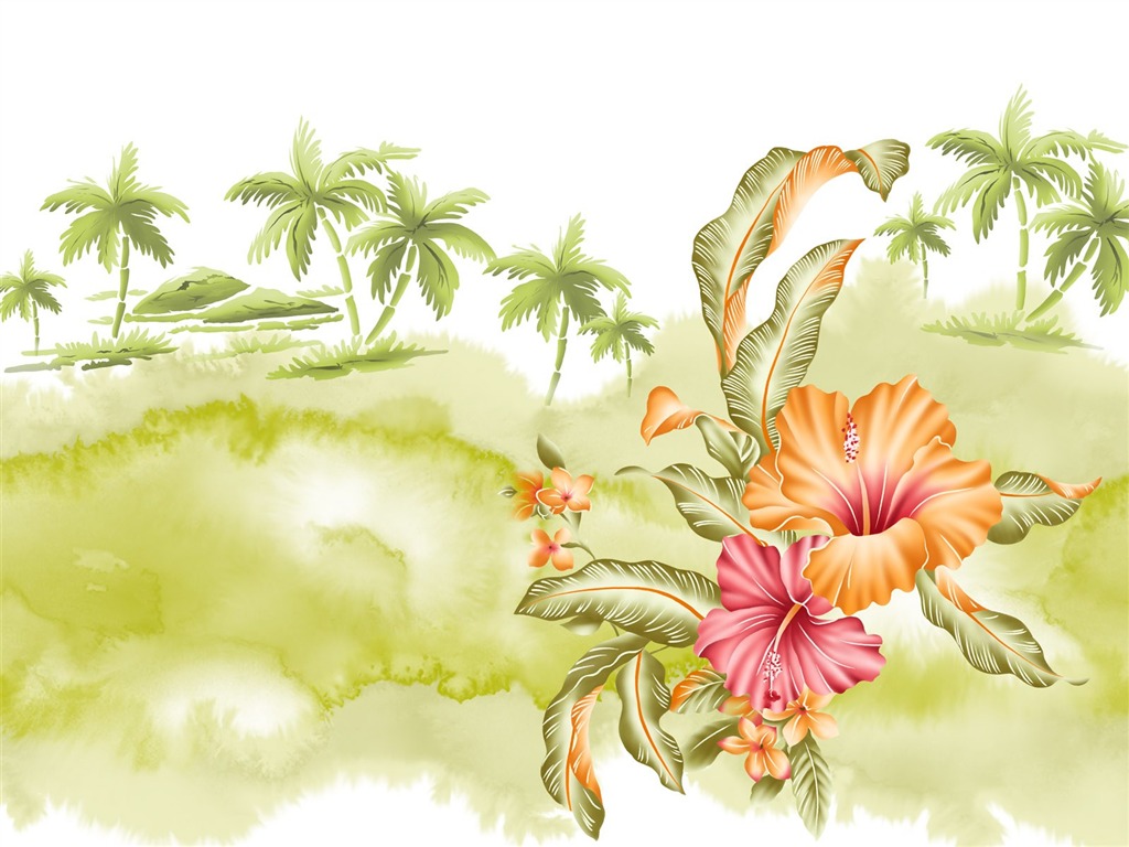 花卉图案插画设计壁纸21 - 1024x768