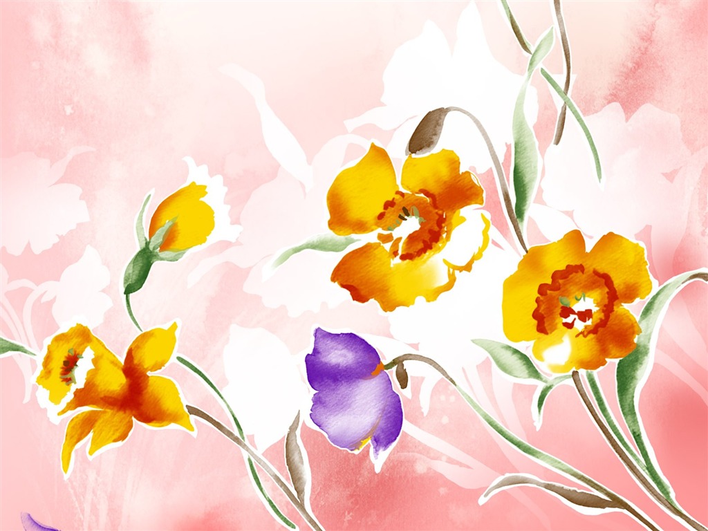 花卉圖案插畫設計壁紙 #22 - 1024x768