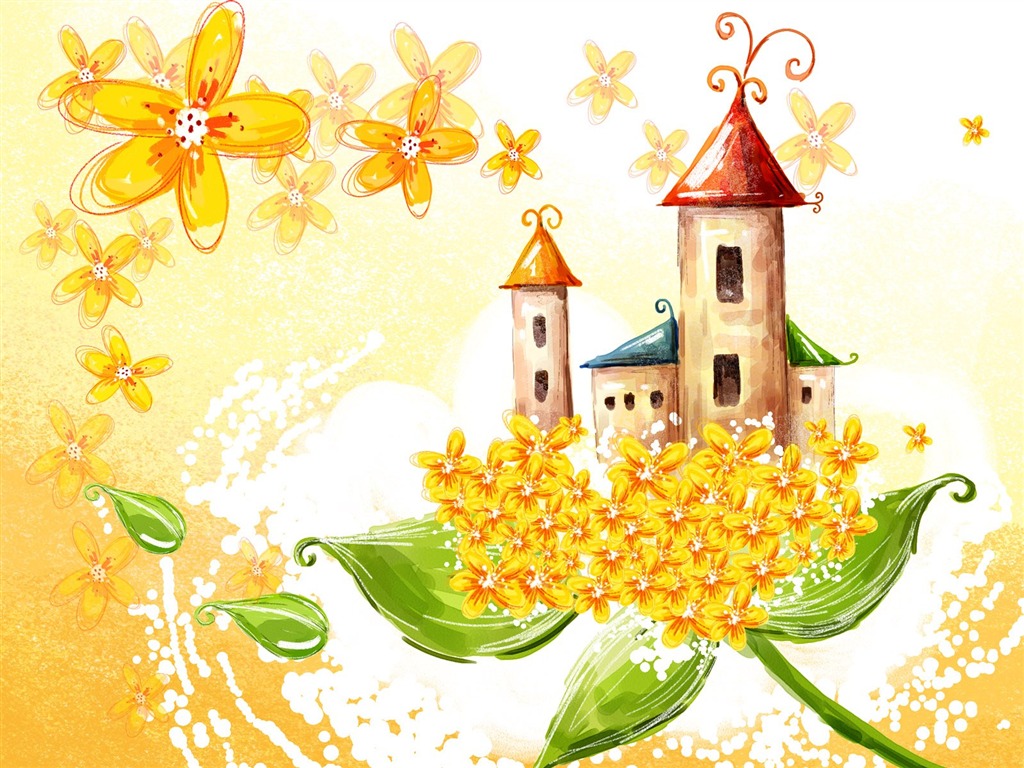 花卉图案插画设计壁纸27 - 1024x768