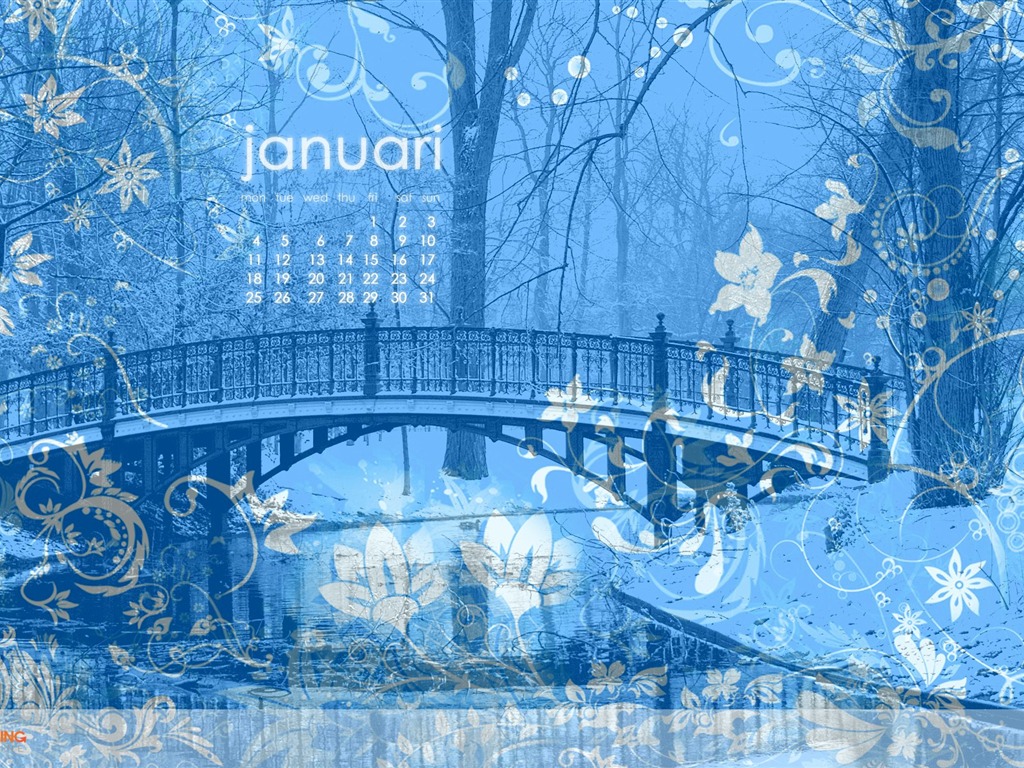 Januar 2010 Kalender Wallpaper #7 - 1024x768