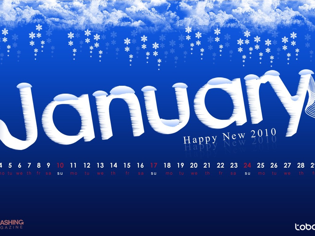 Januar 2010 Kalender Wallpaper #28 - 1024x768