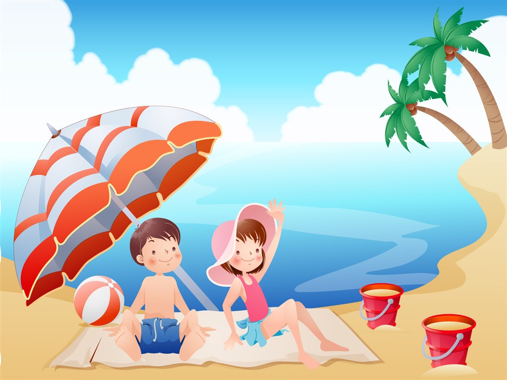 Happy Summer vector wallpaper (2) #1 - 1024x768