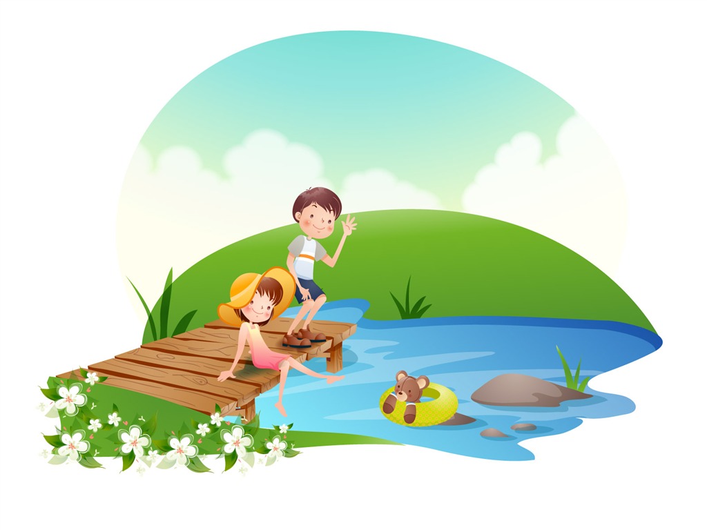 Happy summer vector wallpaper (2) #18 - 1024x768