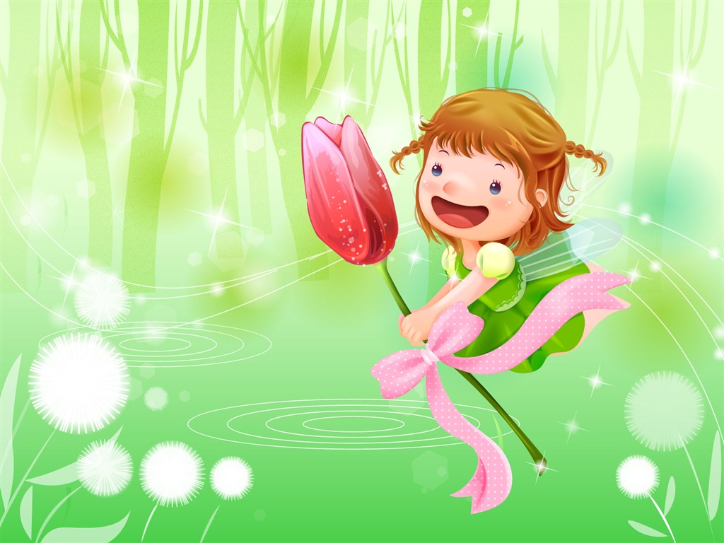 Vector happy childhood Wallpaper (1) #12 - 1024x768