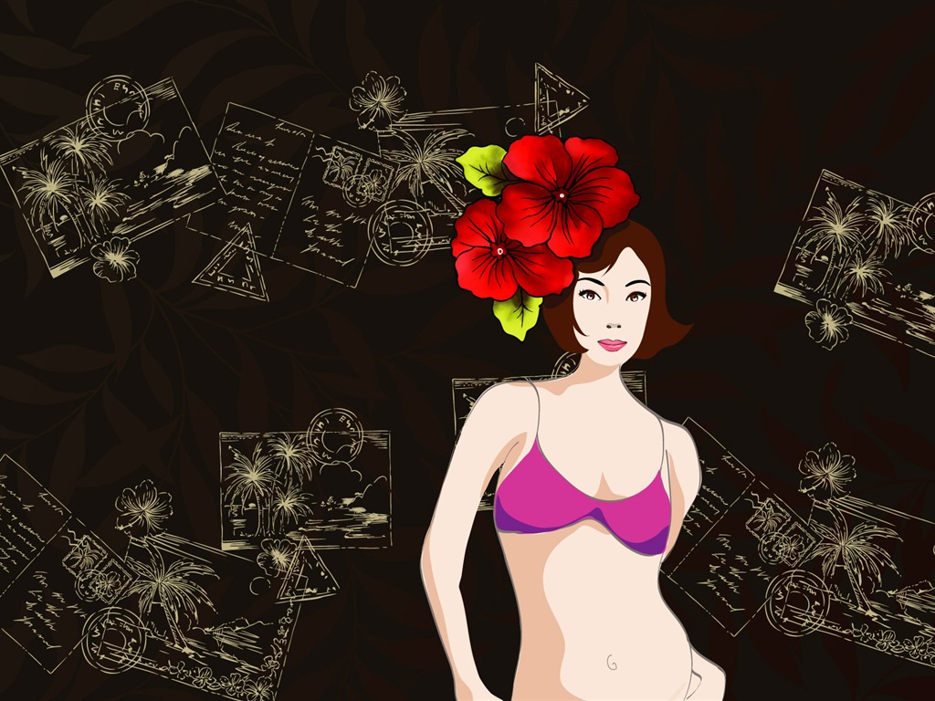 Vector woman wallpaper album (2) #10 - 1024x768