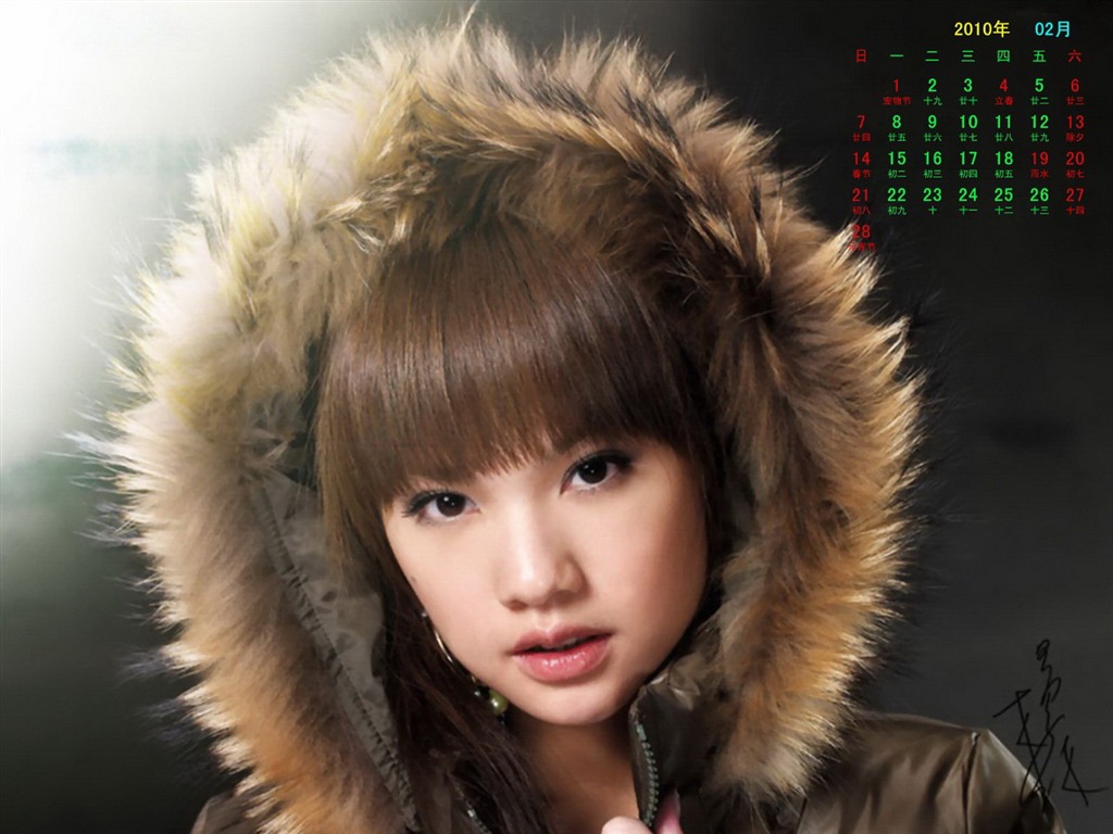 Star im Februar 2010 Kalender Wallpaper #12 - 1024x768