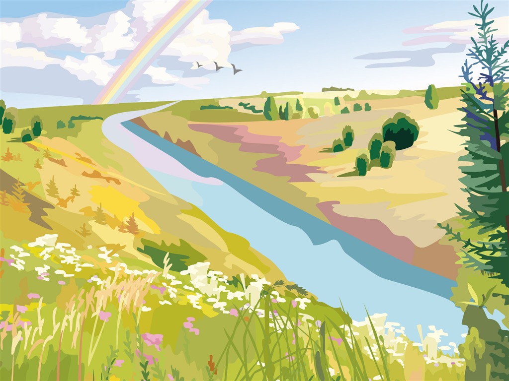 Fonds d'écran paysages Vector (3) #17 - 1024x768