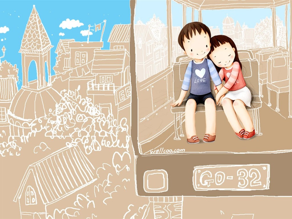 Webjong 温馨甜蜜小情侣插画3 - 1024x768
