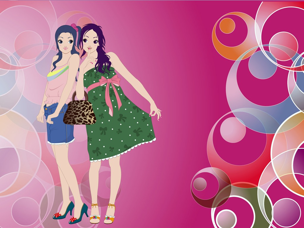 Vector urban women wallpaper (2) #10 - 1024x768