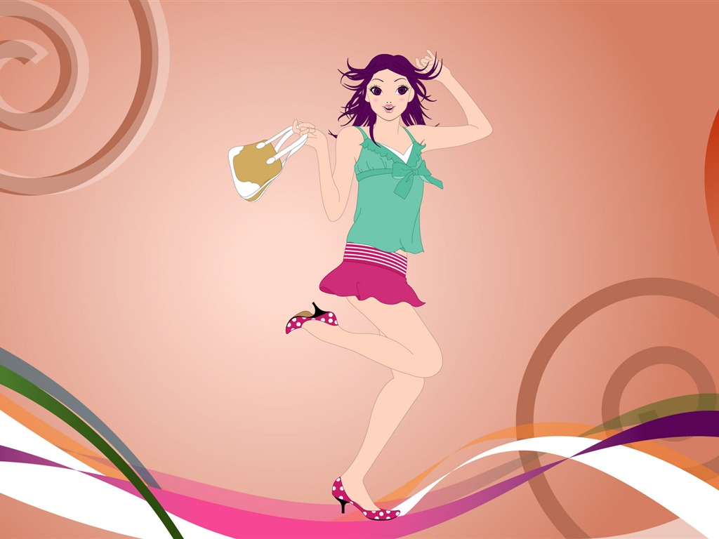 Vector urban women wallpaper (2) #14 - 1024x768