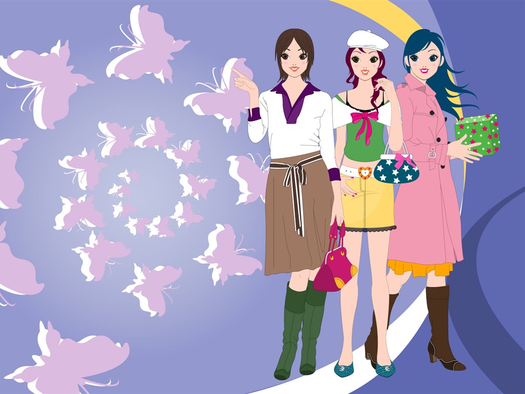 Vector urban women wallpaper (2) #17 - 1024x768