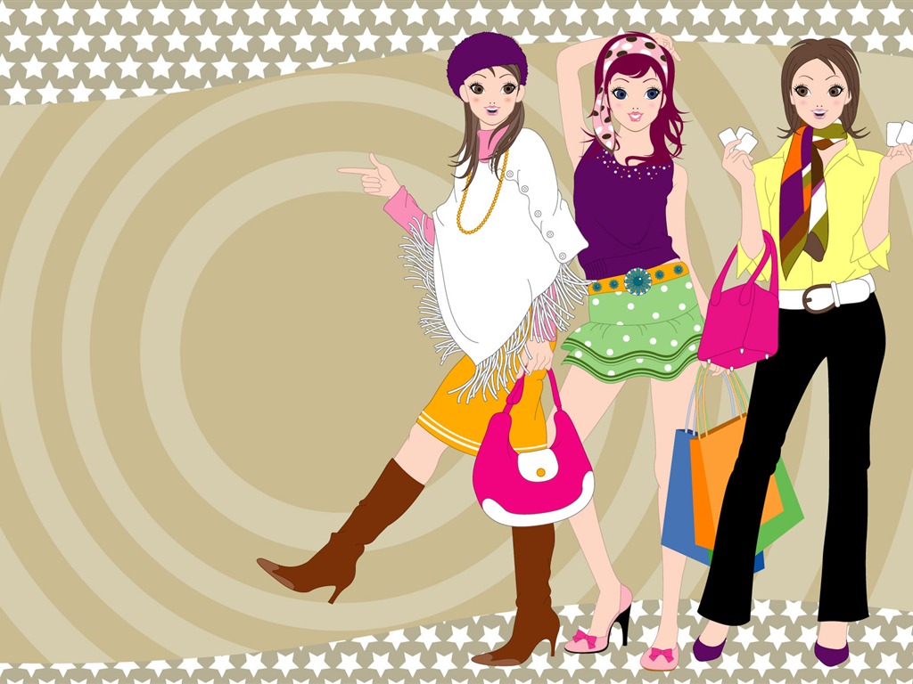 Vector urban women wallpaper (2) #20 - 1024x768