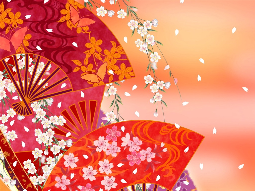 日本風格 色彩與圖案壁紙 #11 - 1024x768