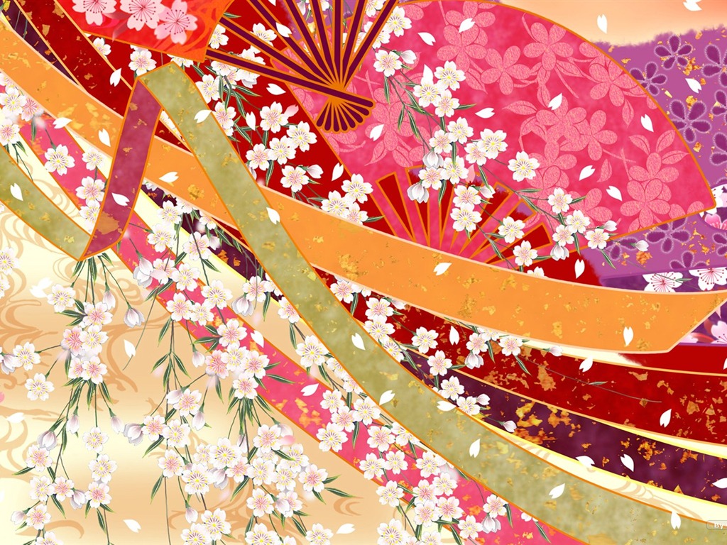 日本风格 色彩与图案壁纸12 - 1024x768