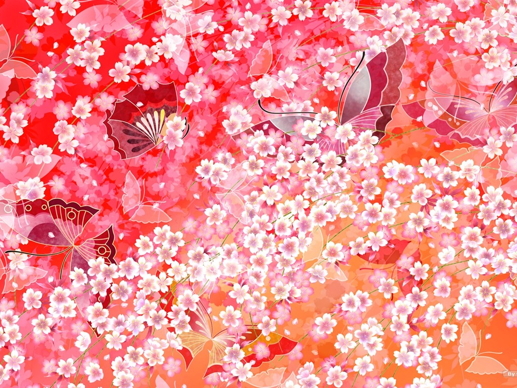 日本風格 色彩與圖案壁紙 #14 - 1024x768