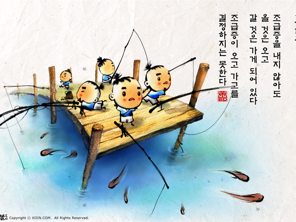 South Korea ink wash cartoon wallpaper #41 - 1024x768