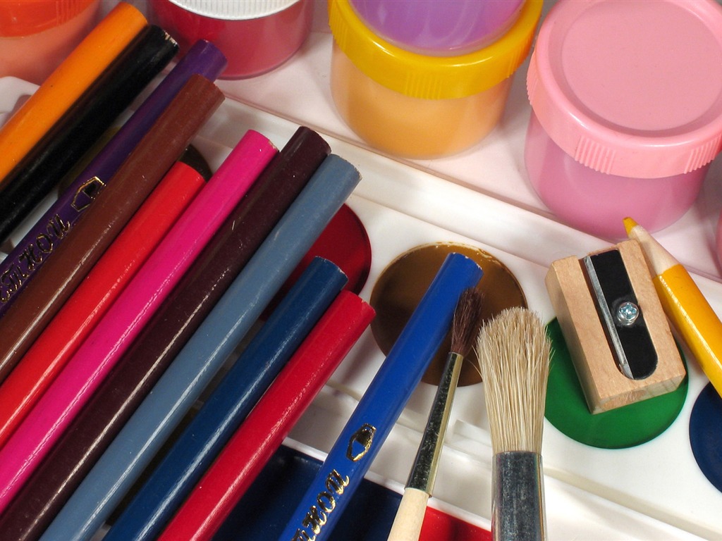 Colorful wallpaper paint brushes (1) #4 - 1024x768