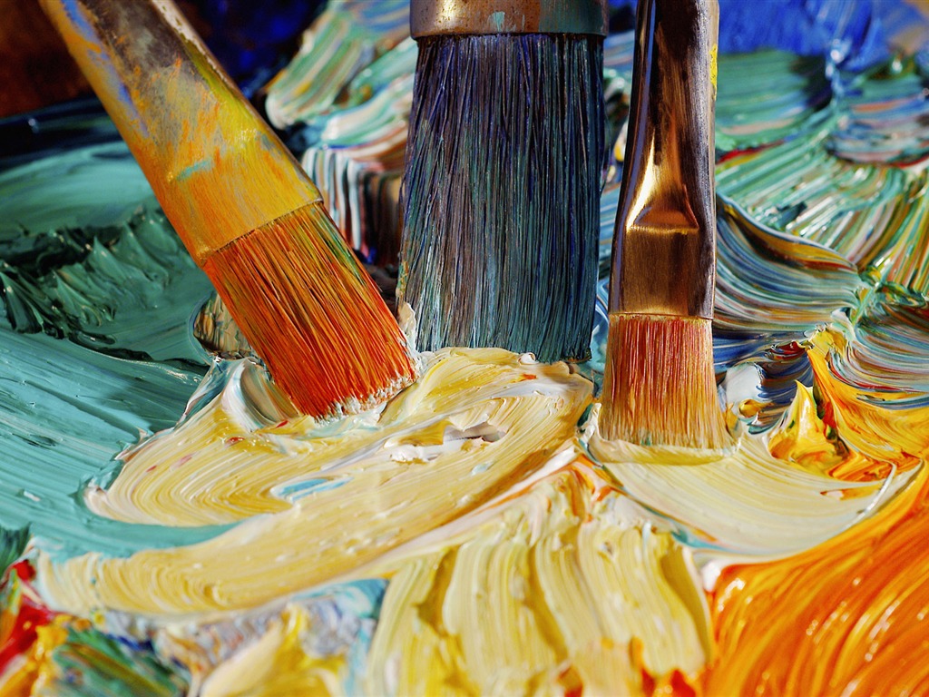 Colorful wallpaper paint brushes (1) #20 - 1024x768