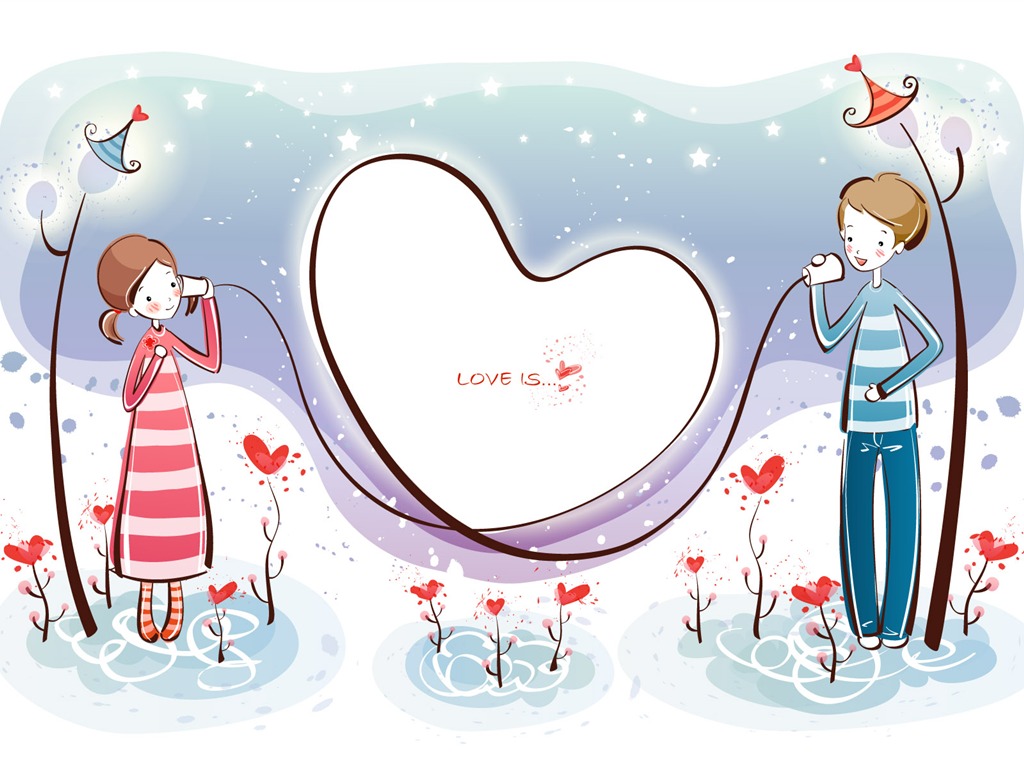 fondos de pantalla de dibujos animados de San Valentín (1) #1 - 1024x768